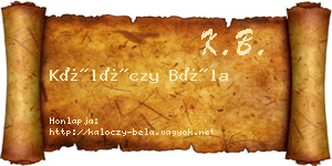 Kálóczy Béla névjegykártya