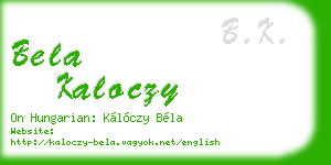 bela kaloczy business card