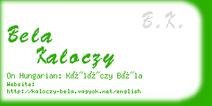bela kaloczy business card